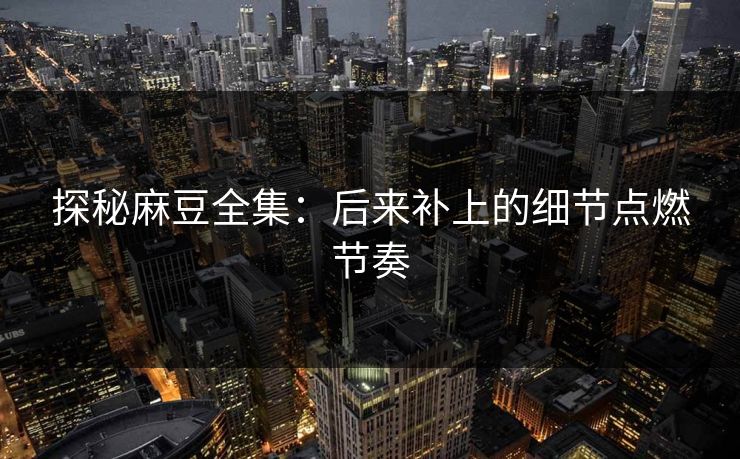 探秘麻豆全集:后来补上的细节点燃节奏 探秘麻豆全集:后来补上的细节点燃节奏